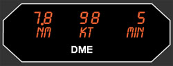 DME display with distance, closing speed and estimated time.
