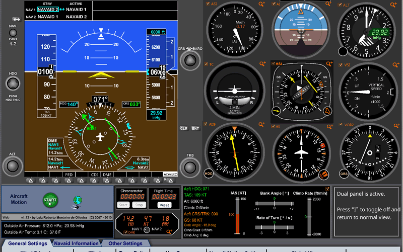 A side-by-side comparison of a glass cockpit and a traditional analog six-pack and NAV instruments, both displaying the same flight and navigation data.