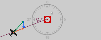An overlay of the wind triangle course, wind and heading vectors for easy visualization.